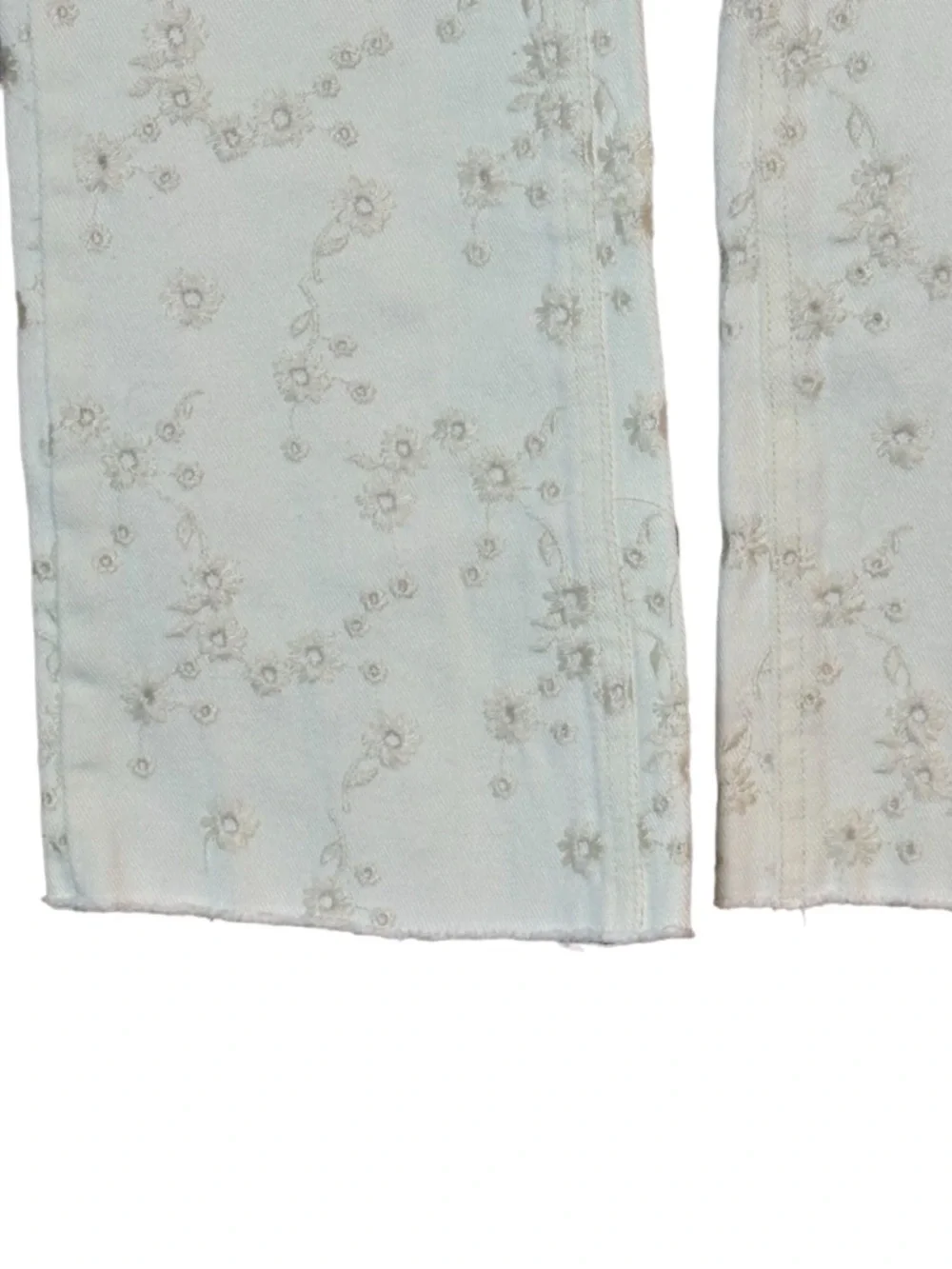J.Crew Floral Embroidered Button Fly Jeans Raw Hem Size 25